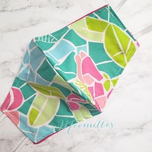 Upcycle Designer Fabric Face Mask Aqua Pink